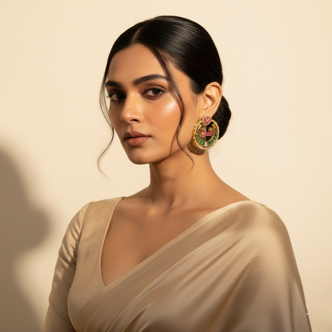 Meher Drops – Gold-Plated Kundan Style Artificial Earrings for Wedding & Festive Wear