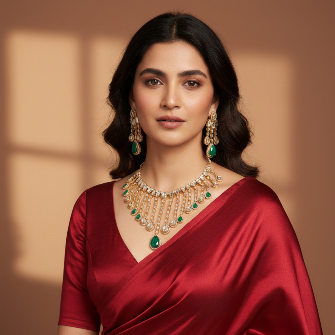 Raj Mahal Polki Necklace Set