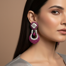 Sitara Dangles Earrings – Pink Crystal Artificial Dangle Earrings | Noor by Ornista