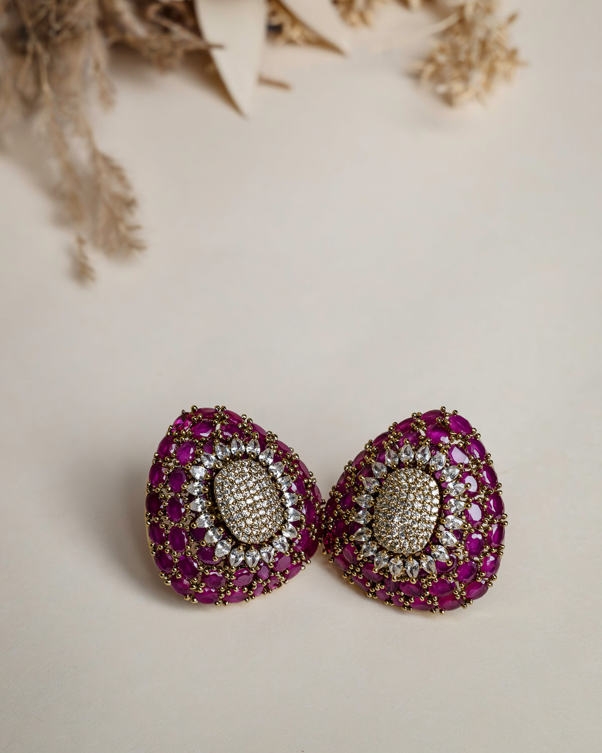 Chand Sitara Studs - Ruby