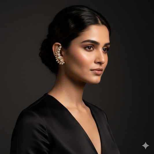 Ira Earcuffs – Kundan Crystal Artificial Ear Cuffs | Noor by Ornista