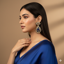Anaya Drops – Blue Stone Kundan Style Artificial Earrings for Party & Festive Wear