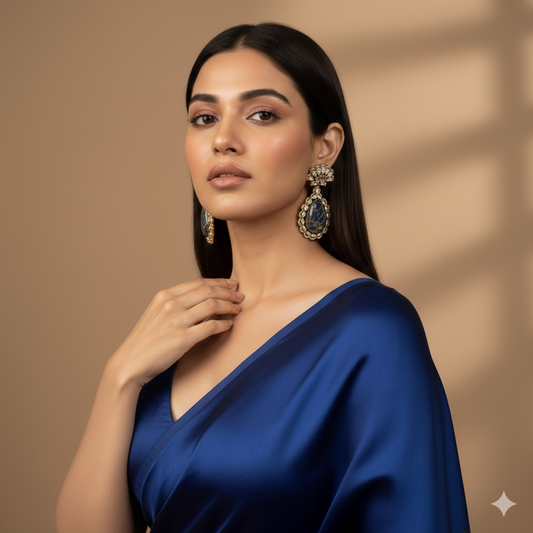 Anaya Drops – Blue Stone Kundan Style Artificial Earrings for Party & Festive Wear