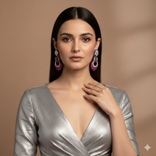 Sitara Dangles Earrings – Pink Crystal Artificial Dangle Earrings | Noor by Ornista