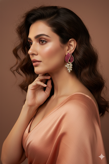 Rosa Earrings – Pink Kundan Drop Artificial Earrings | Noor by Ornista