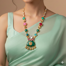 Kaya Long Necklace – Multicolour Temple Style Artificial Long Necklace for Festive & Traditional Wear