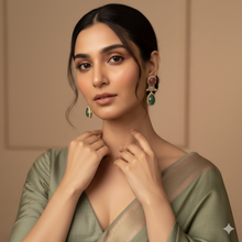 Noor Drops Earrings – Green & Pink Stone Artificial Drop Earrings | Noor by Ornista