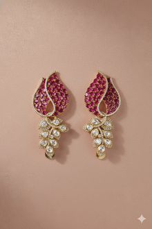 Rosa Earrings – Pink Kundan Drop Artificial Earrings | Noor by Ornista