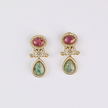 Noor Drops Earrings – Green & Pink Stone Artificial Drop Earrings | Noor by Ornista